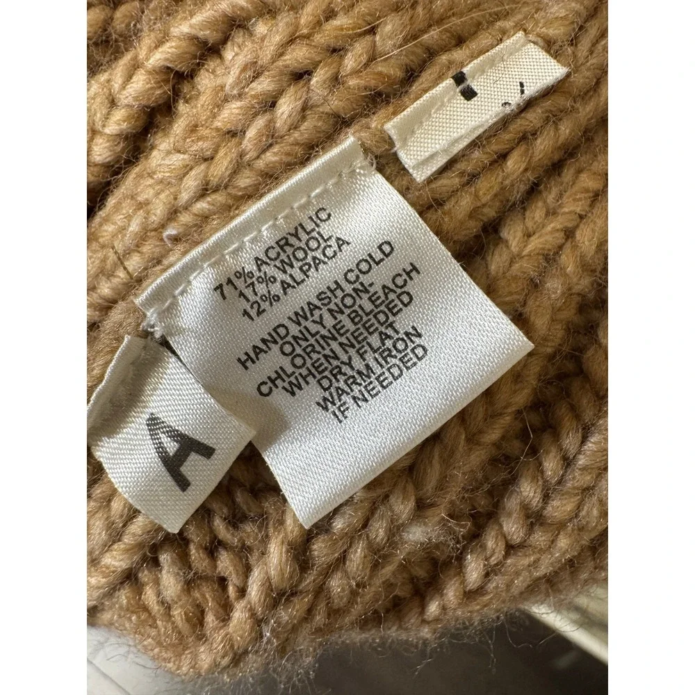 Ann Taylor Loft Hooded Cable Knit Cardigan Sweater Brown Wool Alpaca XSP Petites